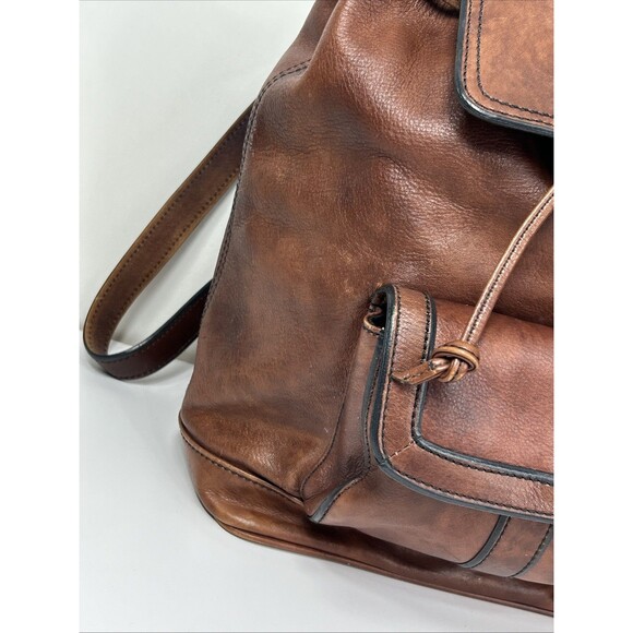Fossil Genuine Leather Long Live Vintage 1954 Bucket Backpack Brown Key Charm - Picture 9 of 16